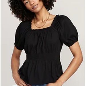 Old Navy Puff Sleeve Smocked Babydoll Blouse
